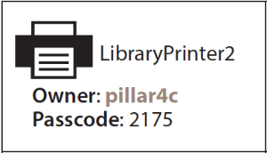 Public access computers print card